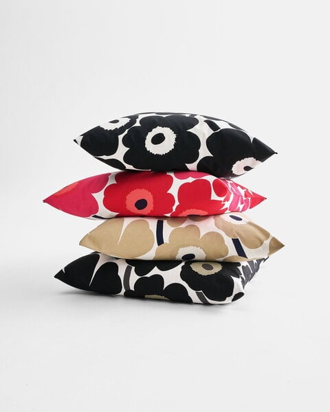 Cushion covers, Pieni Unikko cushion cover, 50 x 50 cm, white - black, Black