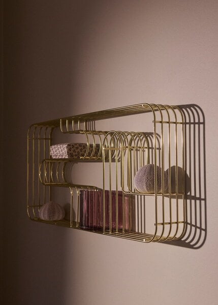 Wall shelves, Curva Rectangular display shelf, gold, Gold