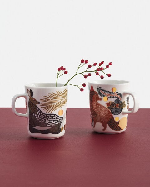 Cups & mugs, Oiva - Peura mug 2,5 dl, white - coal - mud - light grey - red, White