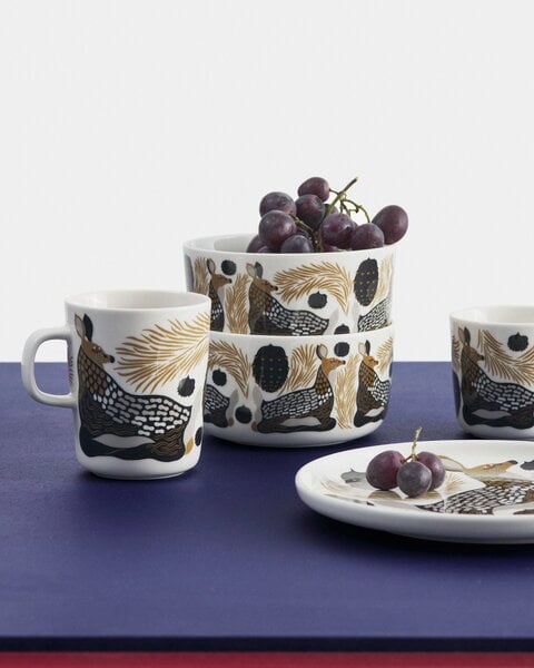Cups & mugs, Oiva - Peura coffee cup w/o handle, 2 pcs, whi-coal-mud-grey-red, White