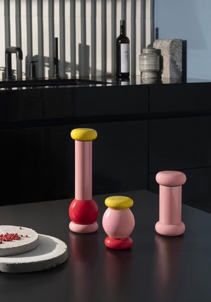 Salt & pepper, Twergi MP0210 grinder, red - pink - yellow, Multicolour