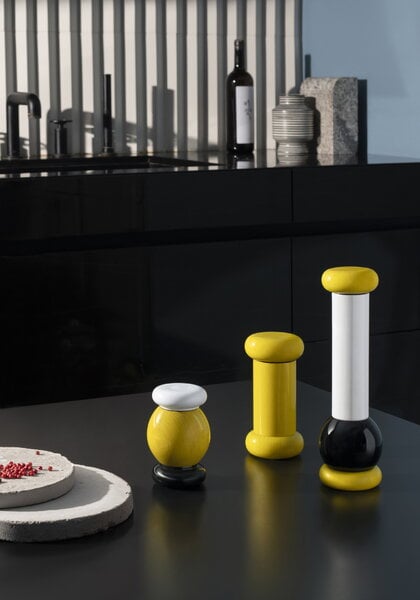 Salt & pepper, Twergi MP0210 grinder, yellow - black - white, Multicolour