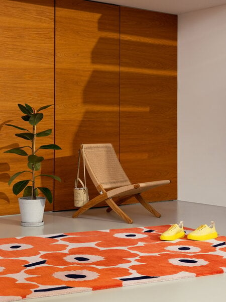 Wool rugs, Unikko rug, orange red, Red