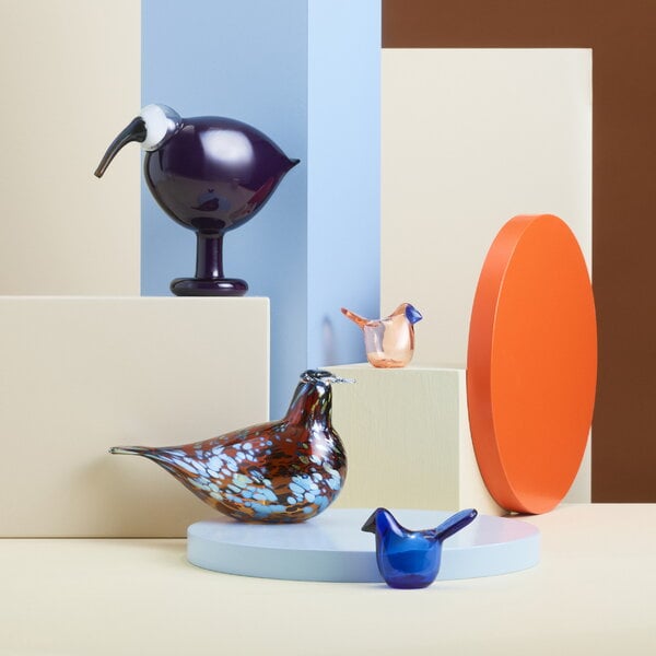 Art glass, Birds by Toikka Pekkasiini, brown, Brown