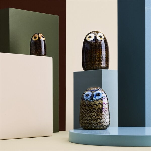 Art glass, Birds by Toikka Barn Owl, brown, Brown