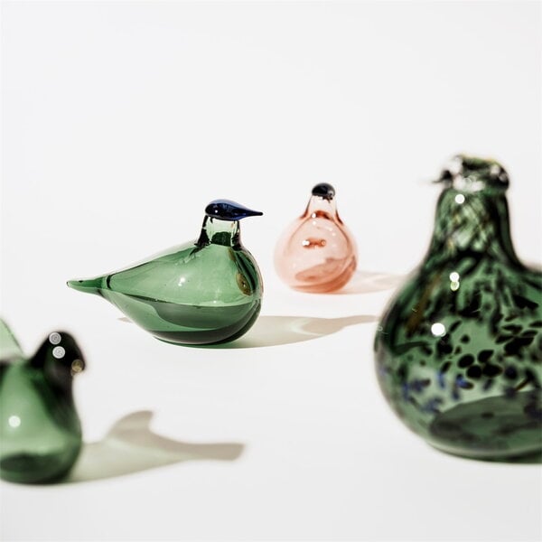 Art glass, Birds by Toikka Chiffchaff, pine green, Green