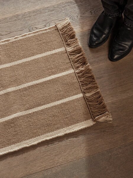 Wool rugs, Calm Kelim mat, 50 x 70 cm, dark sand - off-white, Beige