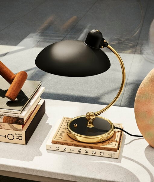 Lampade da scrivania, Lampada da tavolo Kaiser Idell 6631-T Luxus, nero opaco - ottone, Nero