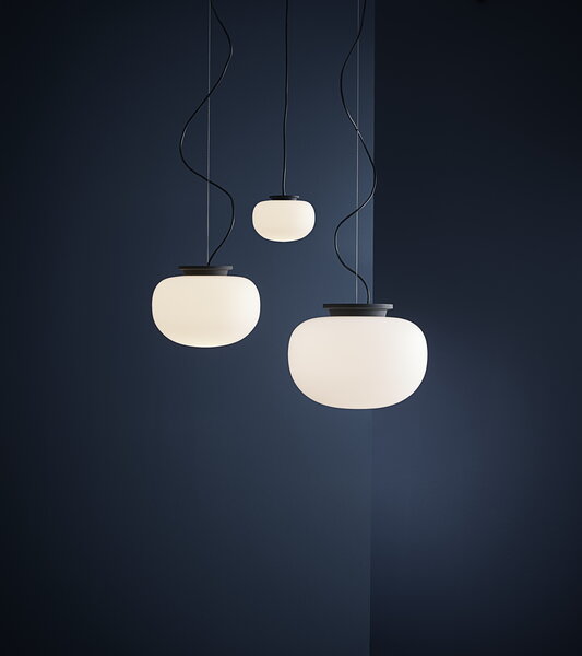 Lampade a sospensione, Lampada a sospensione Supernate, 38 cm, opale bianco - nero, Bianco