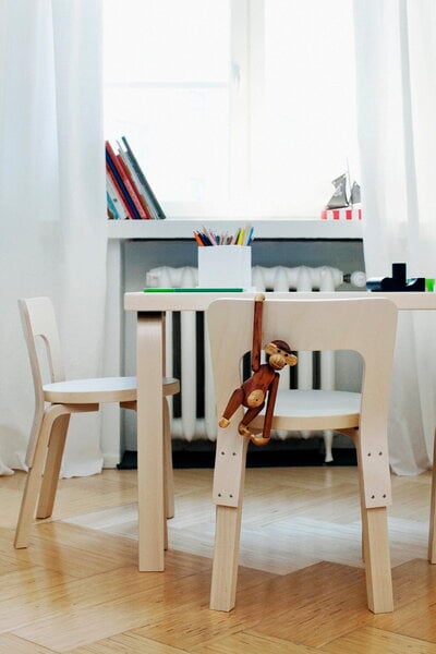 Tables de salle à manger, Table Aalto 81B, bouleau - stratifié blanc, Blanc