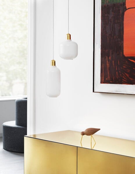 Pendant lamps, Amp lamp, small, white - brass, White