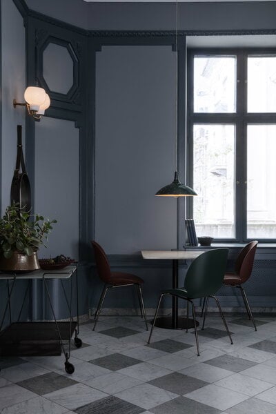 Chaises de salle à manger, Chaise Beetle, chrome noir - vert, Vert
