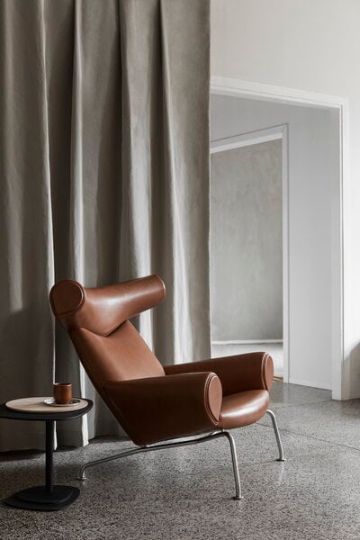 Armchairs & lounge chairs, Wegner Ox chair, brushed chrome - cognac leather, Brown