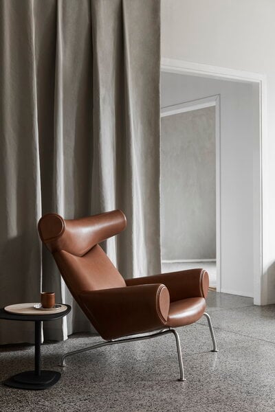 Fauteuils, Fauteuil Wegner Ox, chrome brossé - cuir cognac, Marron