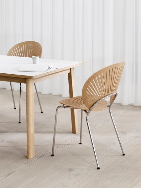 Dining chairs, Trinidad chair, lacquered oak - chrome, Natural