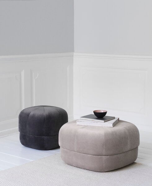 Poufs & ottomans, Circus pouf, small, grey velour, Gray