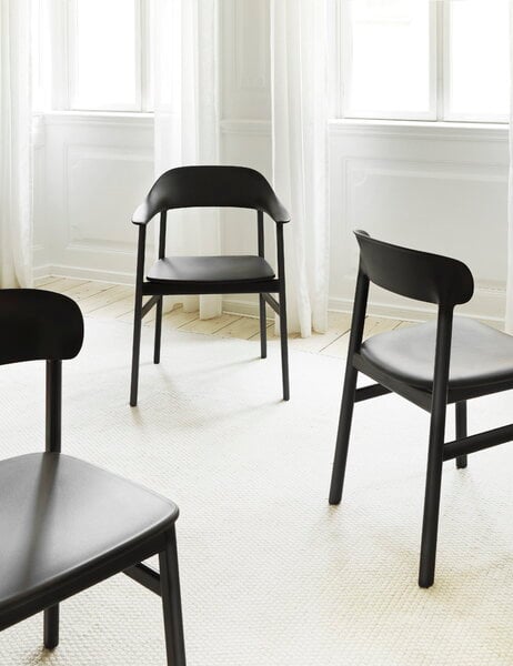 Dining chairs, Herit armchair, black oak - black leather, Black