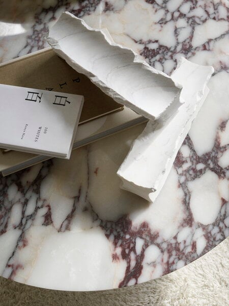 Tavoli da salotto, Tavolino Florence, 90 cm, bianco - marmo Viola bianco, Bianco