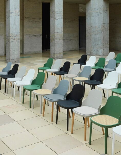 Dining chairs, Allez chair, white - moulded wicker - oak, White