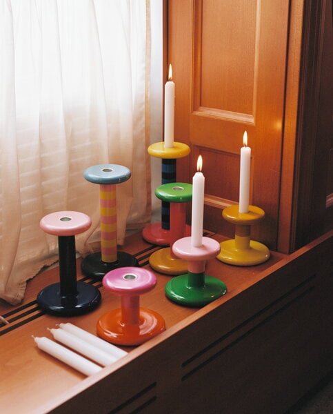 Candleholders, Pesa candle holder, low, pink - green, Multicolour