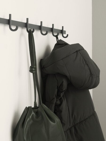 Wall coat racks, Relief hook rail, medium, 82 cm, grey, Gray