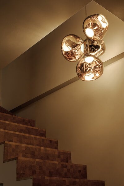 Pendellampor, Melt Chandelier Mini pendellampa, LED, guld, Guld