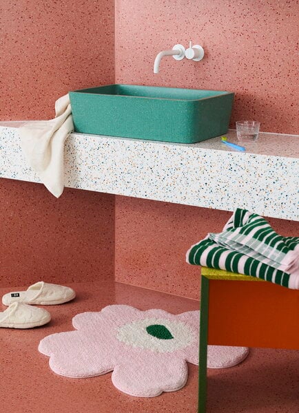 Bath mats & rugs, Unikko bathroom rug, pink - off-white - green, Green