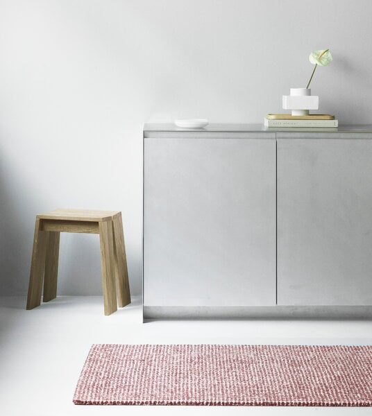 Tappeti in lana, Tappeto Flick, 80 x 200 cm, bianco naturale - bordeaux, Bianco
