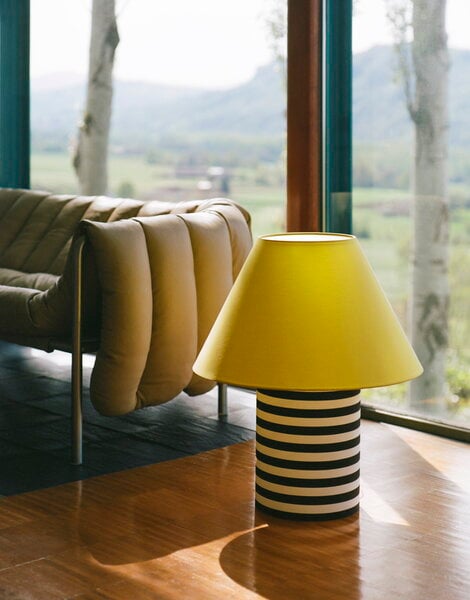 Table lamps, Toto table lamp, large, wax yellow - black and white stripe, Yellow