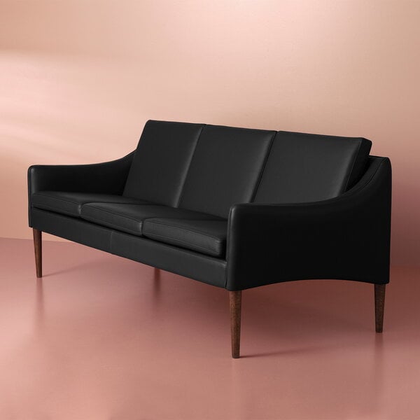 Sofas, Mr Olsen sofa, 3-seater, walnut - black leather, Black