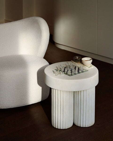 Tavoli da salotto, Tavolino Gear, 48 x 45 cm, gesso, Bianco