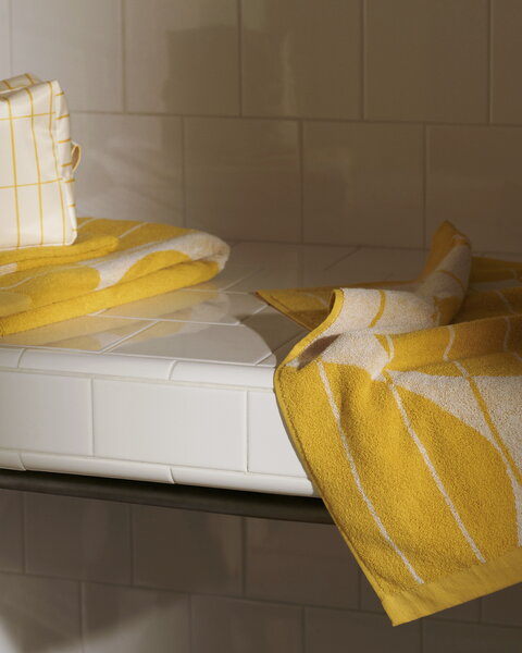 Hand towels & washcloths, Vesi Unikko mini towel, spring yellow - ecru, Yellow