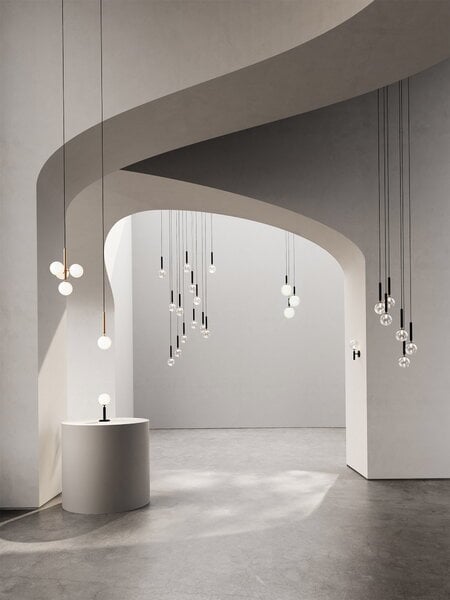 Pendant lamps, Miira 3 pendant, brass - opal white, White