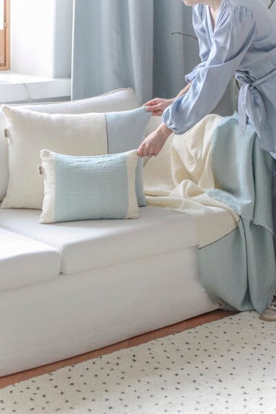 Decorative cushions, Block cushion, 45 x 60 cm, blue - black stripes, White