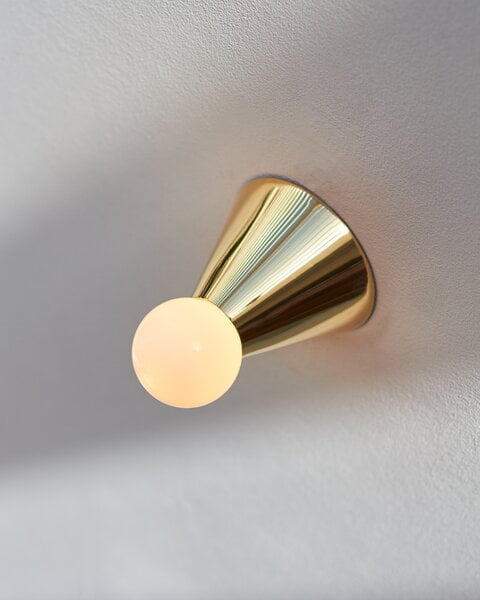 Wall lamps, Cone Light wall/ceiling lamp, polished brass, Gold