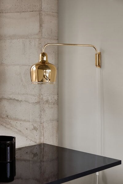 Wandleuchten, Wandleuchte Aalto A330S „Golden Bell“, Messing, Gold