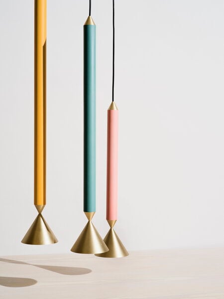 Pendant lamps, Apollo 39 pendant, coral pink - polished brass, Gold