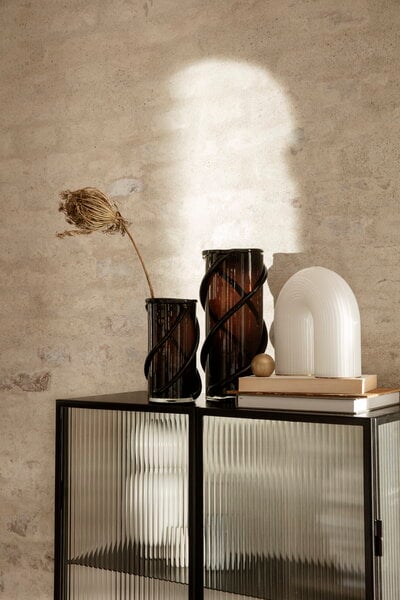 Cabinets, Haze vitrine, reeded glass, black, Black