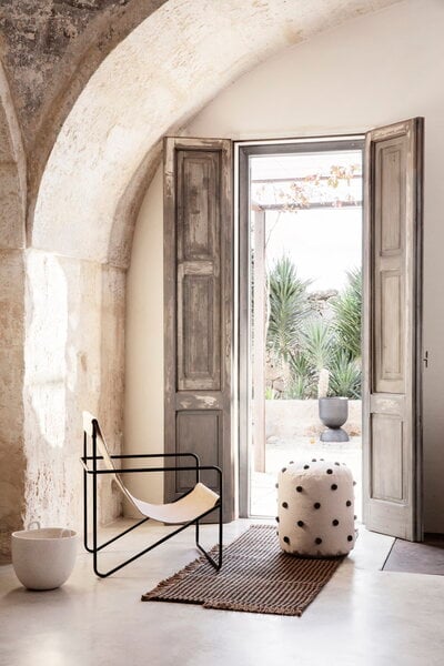 Poufs et repose-pieds, Pouf tufté Dot, sable - noir, Noir