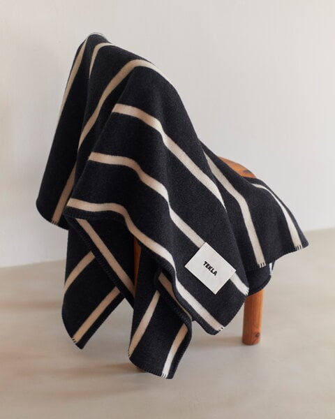 Blankets, Lambswool blanket, 130 x 180 cm, starling stripes, Black & white