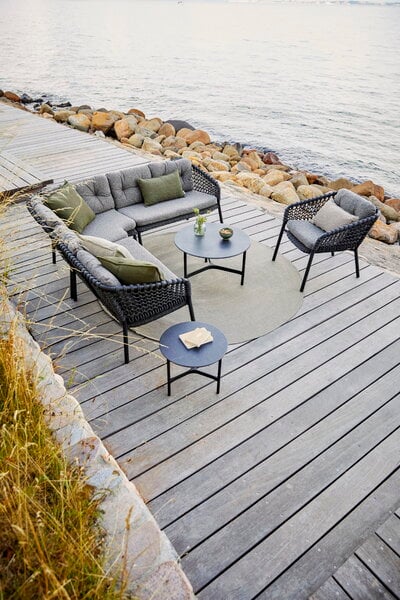 Patio tables, Twist coffee table, diam. 45 cm, lava grey - fossil black, Gray