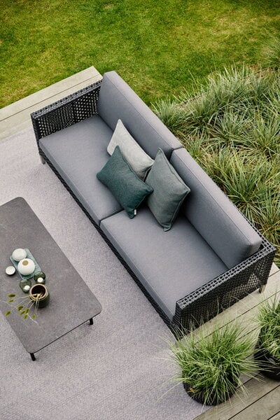 Terrassentische, Twist Couchtisch, 120 x 60 cm, Lavagrau – Fossilschwarz, Grau