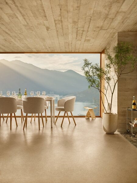 Sedie da pranzo, Sedia Mikado, rovere naturale - Nubia 01 avorio/perla, Beige