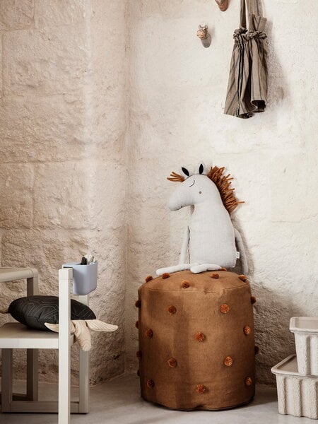 Poufs et repose-pieds, Pouf tufté Dot, sugar kelp - moutarde, Marron