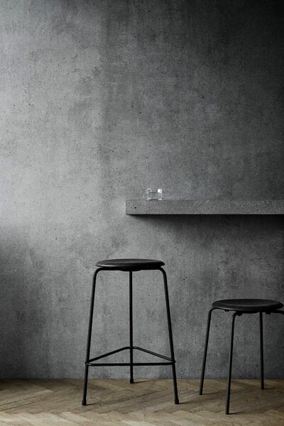 Stools, Dot stool, black leather - black, Black