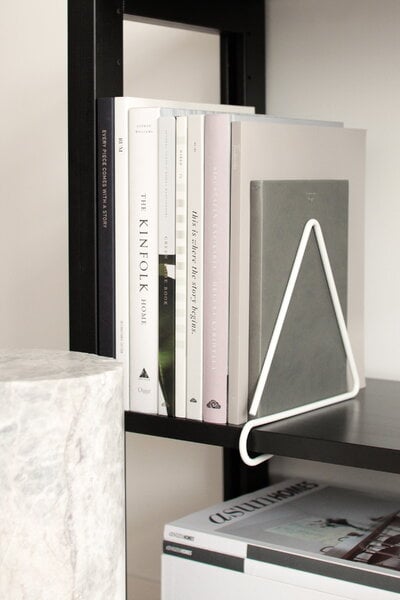 Bookends, Wire bookend, triangle, white, White