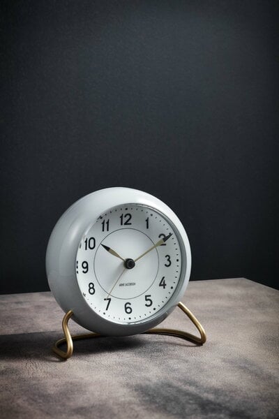 Table clocks, AJ Station table clock with alarm, grey, Gray
