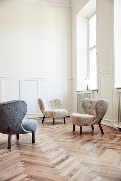 Armchairs & lounge chairs, Little Petra lounge chair, Hallingdal 130 - walnut, Gray