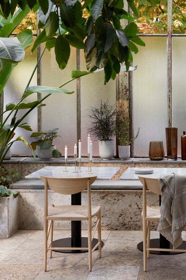 Ruokapöydät, In Between SK16 pöytä, musta - valkoinen marmori, Valkoinen