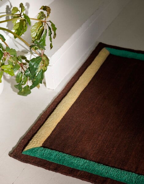 Tapis en laine, Tapis en laine Framed AP13, 90 x 140 cm, prune, Marron